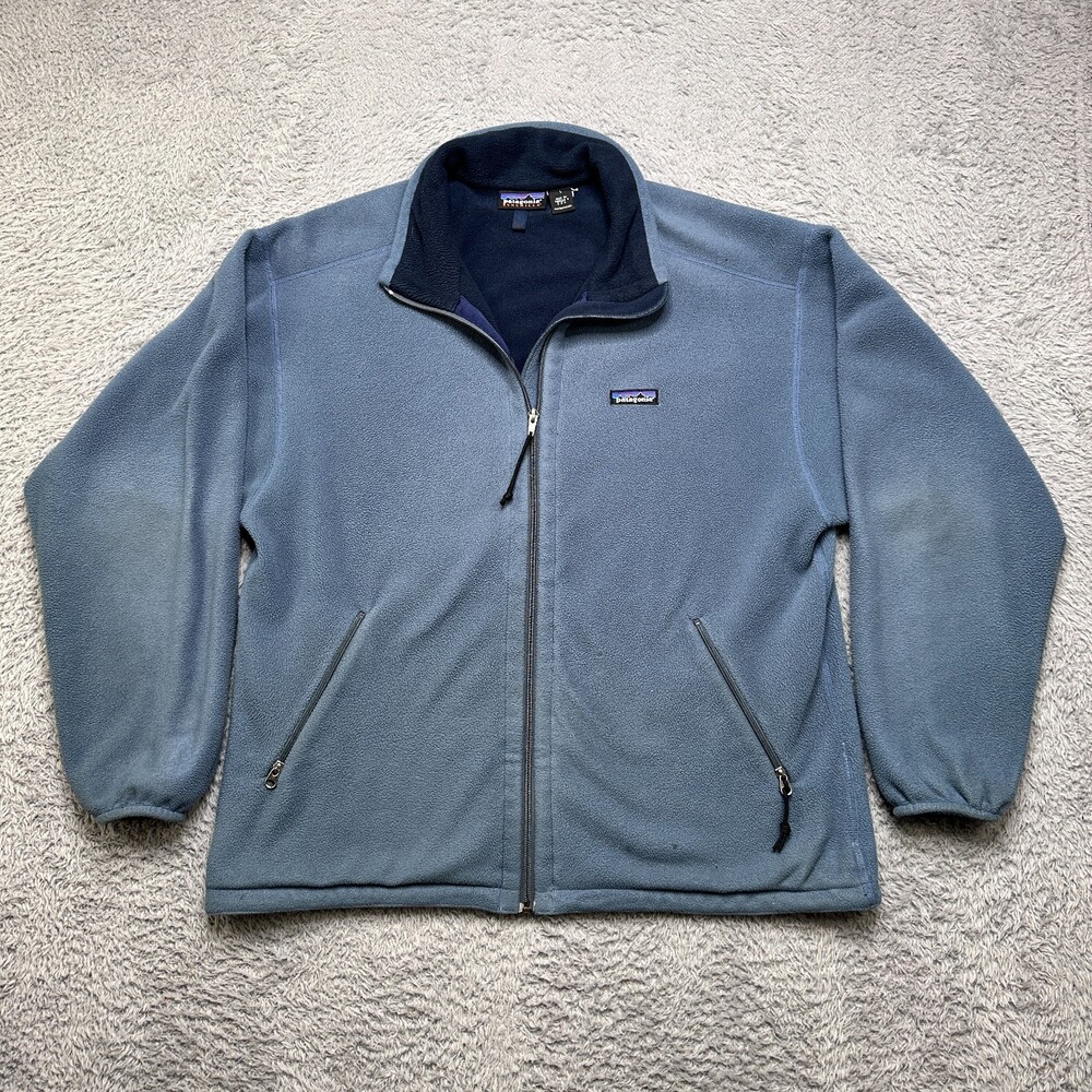 Vintage Patagonia Synchilla Jacket Mens Large Blue Full Zip Y2K Made In USA